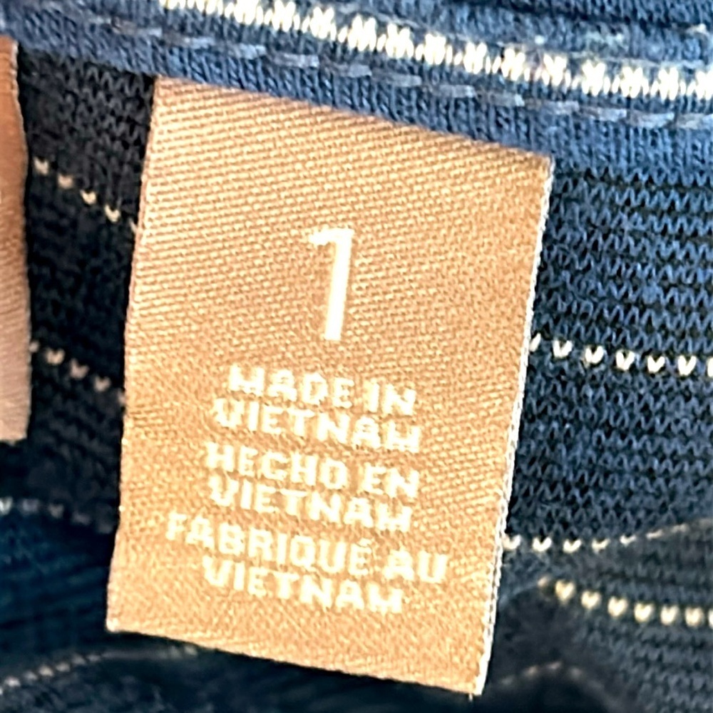 Chico's Blue White Striped 3/4 Length Sleeve Top Chico’s Size 1 = US Size M - Picture 4 of 7